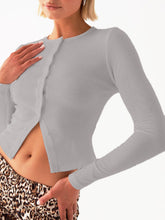 Load image into Gallery viewer, Button Down Long Sleeve T-Shirt