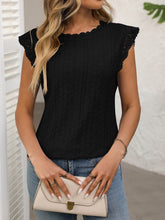 Load image into Gallery viewer, Lace Detail Round Neck Cap Sleeve Top