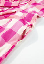 Load image into Gallery viewer, Ruched Plaid Three-Quarter Sleeve Shirt Dress