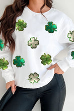 Load image into Gallery viewer, Lucky Clover Round Neck Long Sleeve Sweatshirt