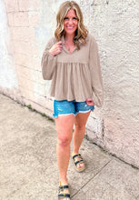 Load image into Gallery viewer, Corded Johnny Collar Long Sleeve Babydoll Blouse