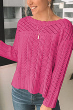 Load image into Gallery viewer, Openwork Round Neck Long Sleeve Knit Top