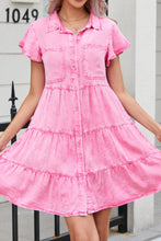 Load image into Gallery viewer, Collared Neck Button Down Mini Denim Dress