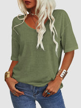 Load image into Gallery viewer, V-Neck Dropped Shoulder Half Sleeve T-Shirt