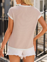 Load image into Gallery viewer, Contrast Trim Round Neck Short Sleeve T-Shirt