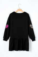 Load image into Gallery viewer, Sequin Heart Round Neck Long Sleeve Mini Dress