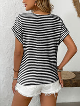 Load image into Gallery viewer, Striped V-Neck Short Sleeve T-Shirt
