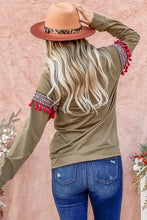 Load image into Gallery viewer, And The Why Ethnic Ribbon Tassel Trim Top