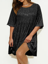 Load image into Gallery viewer, Sequin Round Neck Half Sleeve Mini Dress