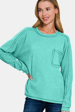 Load image into Gallery viewer, Zenana Full Size Contrast Stitching Brushed Ribbed Hacci Knit Top Plus Size