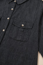 Load image into Gallery viewer, Pocketed Collared Neck Long Sleeve Denim Top