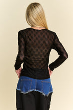 Load image into Gallery viewer, Davi & Dani Bow Mesh Round Neck Long Sleeve Top