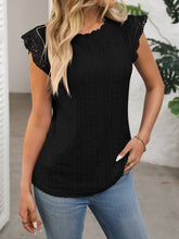 Load image into Gallery viewer, Lace Detail Round Neck Cap Sleeve Top