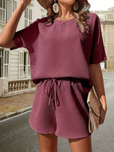 Load image into Gallery viewer, Waffle-Knit Half Sleeve Top and Shorts Set