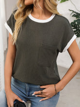 Load image into Gallery viewer, Contrast Trim Round Neck Short Sleeve T-Shirt