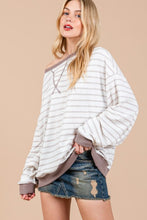 Load image into Gallery viewer, Ces Femme Striped Round Neck Drop Shoulder Sweatshirt