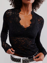 Load image into Gallery viewer, V-Neck Long Sleeve Lace Top