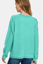 Load image into Gallery viewer, Zenana Full Size Contrast Stitching Brushed Ribbed Hacci Knit Top Plus Size