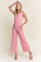 Load image into Gallery viewer, ADORA Ribbed V-Neck Wide Leg Jumpsuit with Pockets