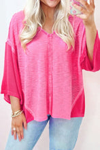 Load image into Gallery viewer, Exposed Seam V-Neck Three-Quarter Sleeve Blouse