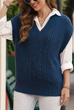 Load image into Gallery viewer, Cable-Knit V-Neck Sweater Vest