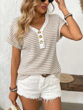 Load image into Gallery viewer, Striped V-Neck Short Sleeve T-Shirt