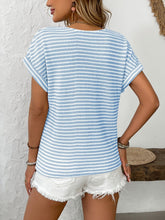 Load image into Gallery viewer, Striped V-Neck Short Sleeve T-Shirt