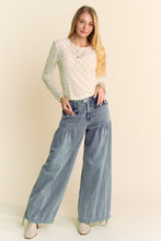 Load image into Gallery viewer, Davi & Dani Bow Mesh Round Neck Long Sleeve Top