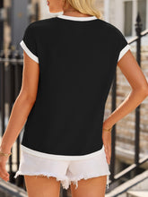 Load image into Gallery viewer, Contrast Trim Round Neck Short Sleeve T-Shirt