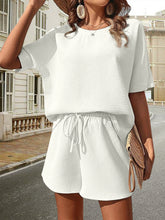 Load image into Gallery viewer, Waffle-Knit Half Sleeve Top and Shorts Set