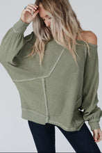 Load image into Gallery viewer, Exposed Seam Single Shoulder Long Sleeve Top