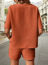 Load image into Gallery viewer, Waffle-Knit Half Sleeve Top and Shorts Set