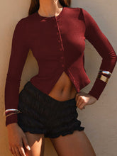 Load image into Gallery viewer, Button Down Long Sleeve T-Shirt