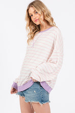Load image into Gallery viewer, Ces Femme Striped Round Neck Drop Shoulder Sweatshirt