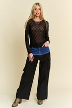 Load image into Gallery viewer, Davi & Dani Bow Mesh Round Neck Long Sleeve Top