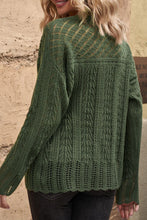 Load image into Gallery viewer, Openwork Round Neck Long Sleeve Knit Top