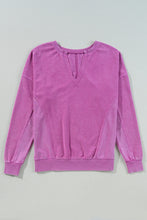 Load image into Gallery viewer, Notched Drop Shoulder Long Sleeve Sweatshirt