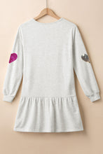Load image into Gallery viewer, Sequin Heart Round Neck Long Sleeve Mini Dress