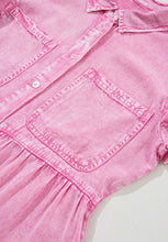 Load image into Gallery viewer, Collared Neck Button Down Mini Denim Dress