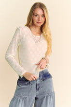 Load image into Gallery viewer, Davi & Dani Bow Mesh Round Neck Long Sleeve Top