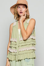 Load image into Gallery viewer, POL Ruffled Open Front Sleeveless Cardigan