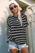 Load image into Gallery viewer, Striped Round Neck Drop Shoulder Sweater