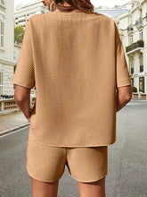 Load image into Gallery viewer, Waffle-Knit Half Sleeve Top and Shorts Set