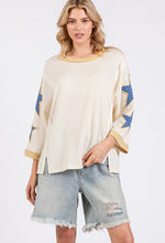 Load image into Gallery viewer, SAGE + FIG Star Patch Side Slit Round Neck Top