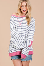 Load image into Gallery viewer, Ces Femme Striped Round Neck Drop Shoulder Sweatshirt