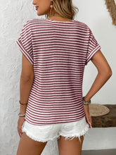 Load image into Gallery viewer, Striped V-Neck Short Sleeve T-Shirt