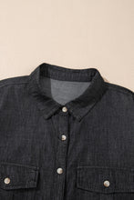 Load image into Gallery viewer, Pocketed Collared Neck Long Sleeve Denim Top