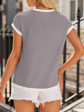Load image into Gallery viewer, Contrast Trim Round Neck Short Sleeve T-Shirt