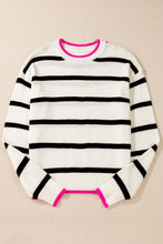 Load image into Gallery viewer, Striped Round Neck Drop Shoulder Sweater