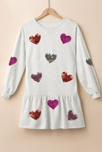 Load image into Gallery viewer, Sequin Heart Round Neck Long Sleeve Mini Dress